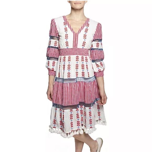 Area Stars Embroidered Sorrento V-Neck Dress XS - Picture 1 of 7